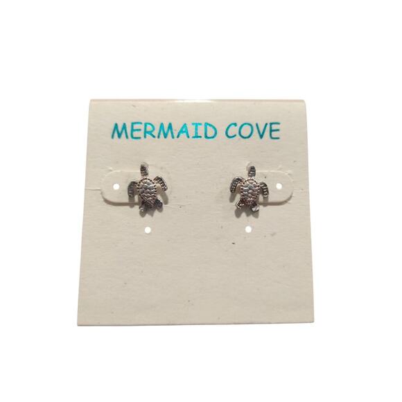 Mermaid Cove 925 Sterling Silver Stud Earrings Mini Seaturtle Turtle Posts - Picture 1 of 4